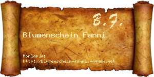 Blumenschein Fanni névjegykártya